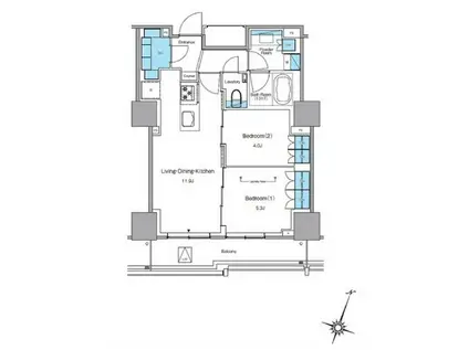 ルフォンプログレ渋谷ヒルトップ(2LDK/18階)の間取り写真