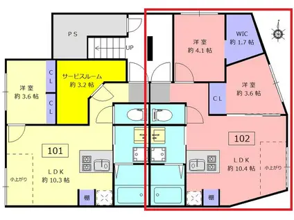 ロータス中野新橋(2LDK/B1階)の間取り写真
