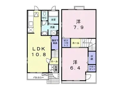 ヘキサーいしぜ(2LDK/1階)の間取り写真