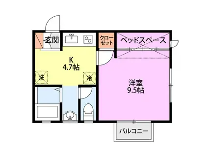 アベーテ(1DK/2階)の間取り写真