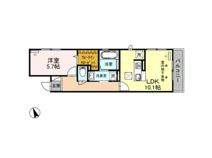 コットンハウス(1LDK/1階)の間取り写真