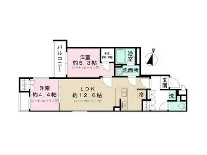 ウェルテ三軒茶屋(2LDK/3階)の間取り写真