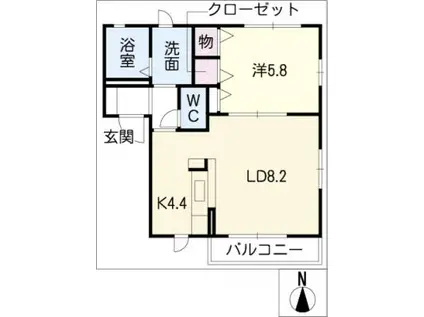 クラヴィエ下和田B(1LDK/1階)の間取り写真