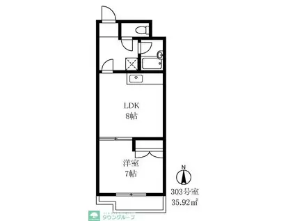 パークサイドマンション松が丘(1DK/3階)の間取り写真