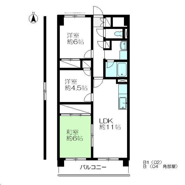 南仙台アルファビル(3LDK/3階)の間取り写真