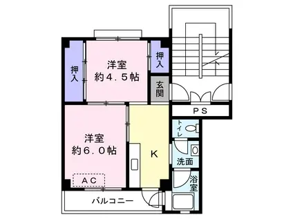 ビレッジハウス泉野3号棟(2K/2階)の間取り写真