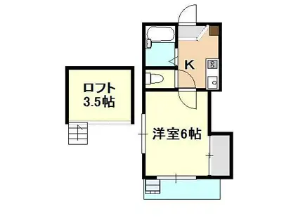 岡山ユタカマンション(1K/2階)の間取り写真