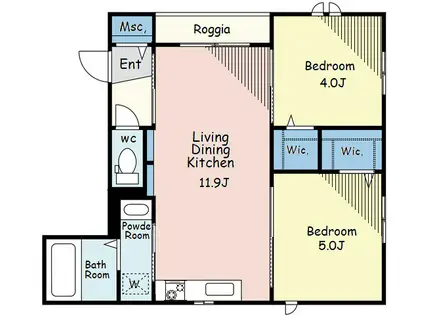 PETIT BRANCHE プチブランシェ(2LDK/2階)の間取り写真