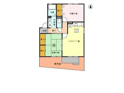 アビテ明日花B(2LDK/1階)の間取り写真