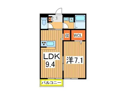 プレール(1LDK/1階)の間取り写真