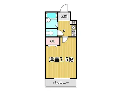 ステューディオ(1K/7階)の間取り写真