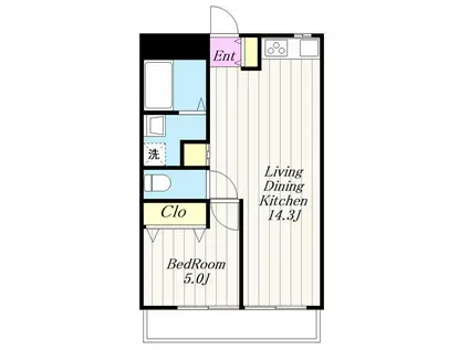 ラポールII(1LDK/2階)の間取り写真