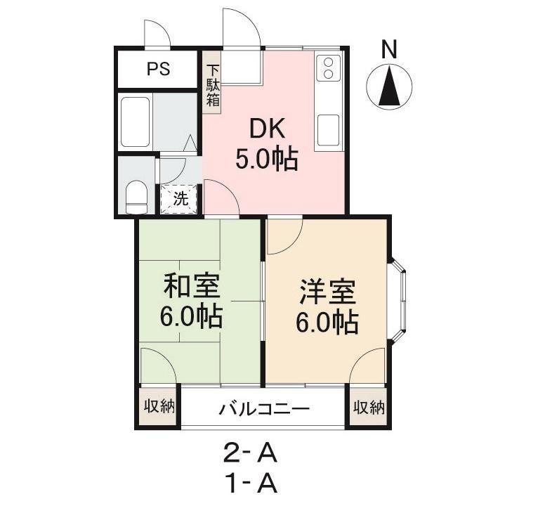 フォーレスK(2DK/2階)の間取り写真