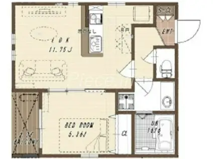 ラ・ヴィータ西中島(1LDK/2階)の間取り写真