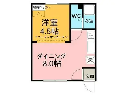 コーポ潮見(1DK/1階)の間取り写真