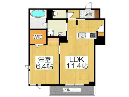 シャーメゾンアース京都山科(1LDK/3階)の間取り写真