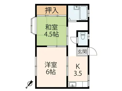 カーサ雅(2K/2階)の間取り写真