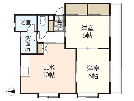 カレントK01(2DK/2階)の間取り写真