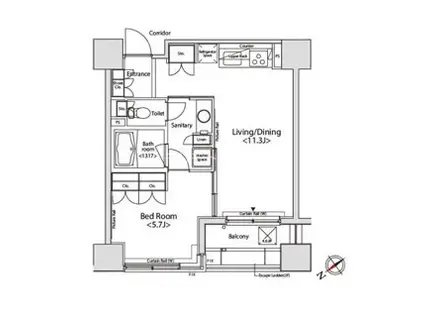 カスタリア目黒かむろ坂 9階(1LDK/9階)の間取り写真