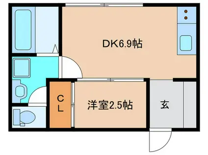 SORANONE B棟(1DK/1階)の間取り写真