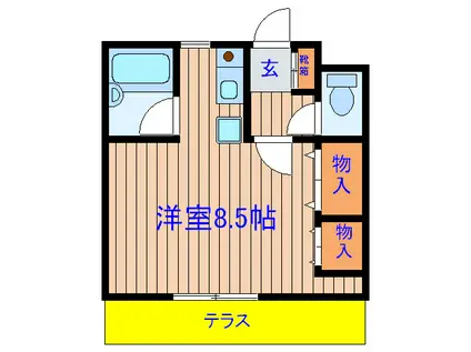 ドミールPAS A PAS(ワンルーム/1階)の間取り写真