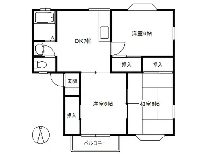 サイクラメンハイツG棟(3DK/1階)の間取り写真