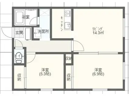 ひだまりと若葉のステラ(2LDK/2階)の間取り写真