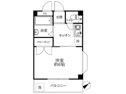 コーポK(1K/1階)の間取り写真