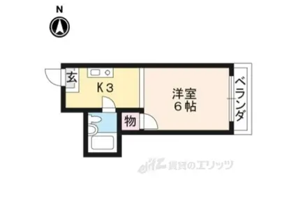 ツリキマンション(1K/2階)の間取り写真