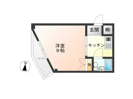 ビルエヴァンス(1K/2階)の間取り写真