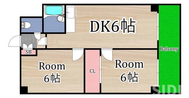 雅叙園ハイツ(2DK/2階)の間取り写真