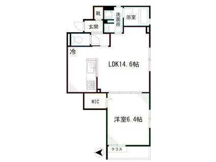 クロスコート目白B(1LDK/1階)の間取り写真