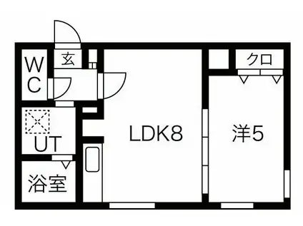 クリスタルN9(1LDK/1階)の間取り写真