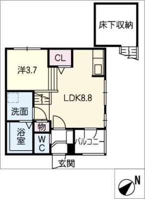 ハーモニーテラス野並IV(1LDK/1階)の間取り写真