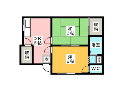 巾クレスト(2DK/1階)の間取り写真