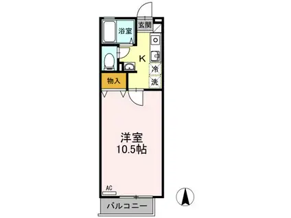 ハイツ田中II(1K/1階)の間取り写真