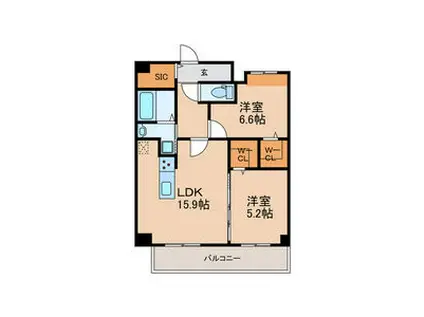 FMTレジデンス博多(2LDK/10階)の間取り写真