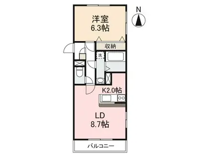 グランヴェール(1LDK/4階)の間取り写真