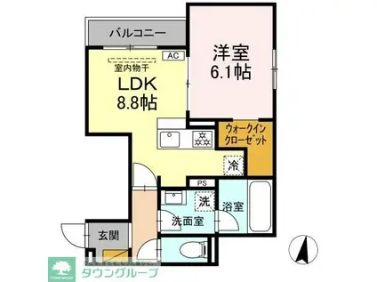 グレイスフルコート雅(1LDK/2階)の間取り写真