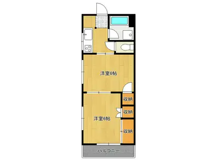 本町マンション(2K/3階)の間取り写真