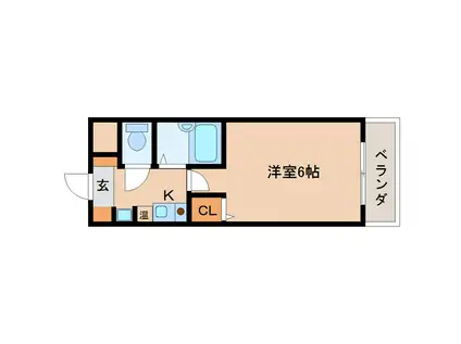 クレール花芝(1K/4階)の間取り写真