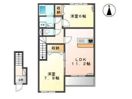 カサブランカ(2LDK/2階)の間取り写真