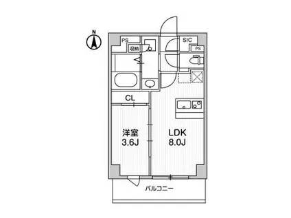 ルネサンスコート東新宿(1LDK/7階)の間取り写真
