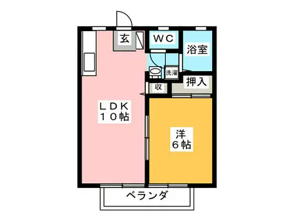 パナタウン杉ノ本 B(1LDK/2階)の間取り写真