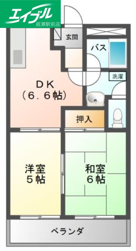 エスポワール小野(2DK/3階)の間取り写真