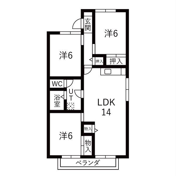 セジュール桂A(3LDK/1階)の間取り写真