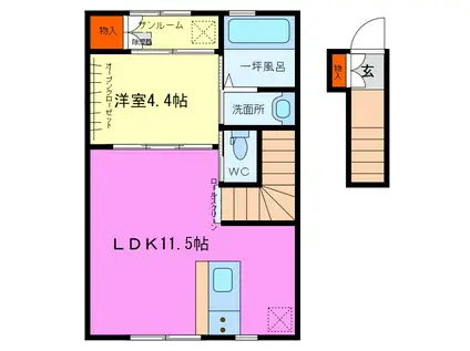 セレンディピティ大島(1LDK/2階)の間取り写真