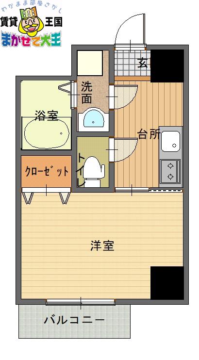 フォレスト赤迫(1K/7階)の間取り写真