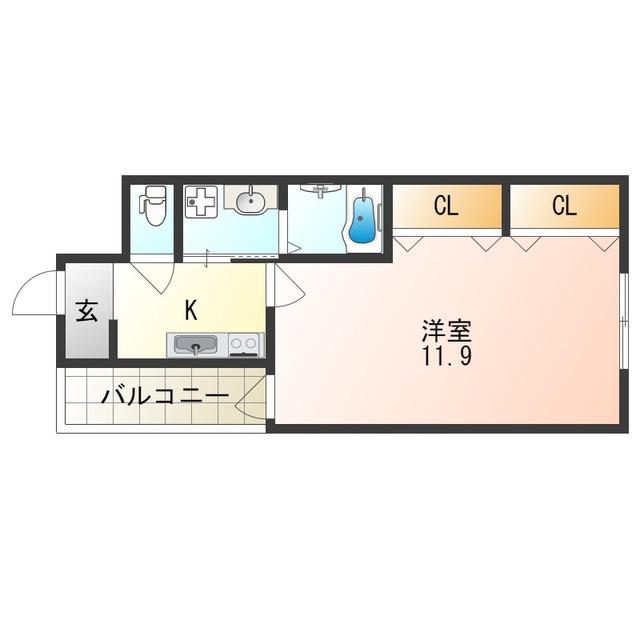 フジパレス北加賀屋V番館(1K/3階)の間取り写真
