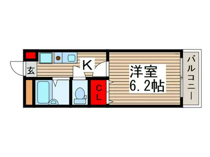 リリーベル(1K/2階)の間取り写真